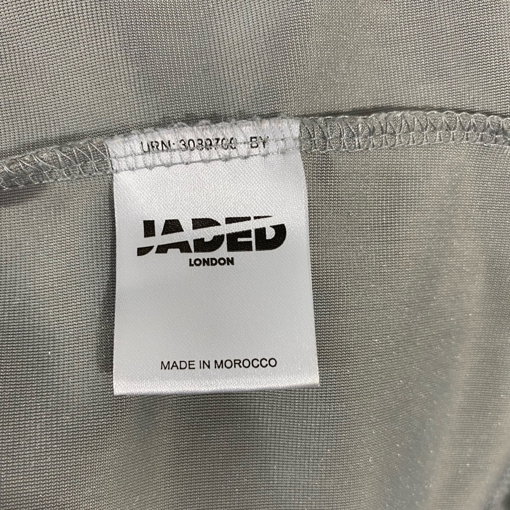 JADED LONDON Crushed Velvet Button Down Shirt Blouse Embroidered Panther Silver - Picture 13 of 14